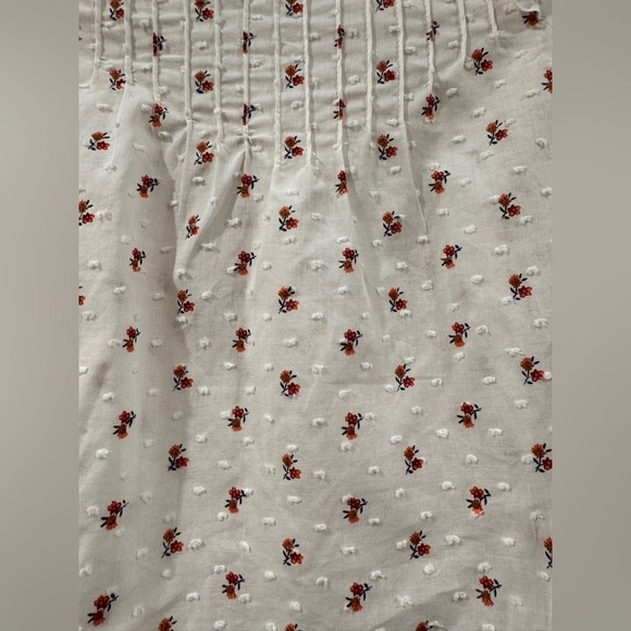 Zara Cream Dainty Floral Pintuck Pleat Swiss Dot Prairie Boho Top 12-18 Months - Picture 4 of 14